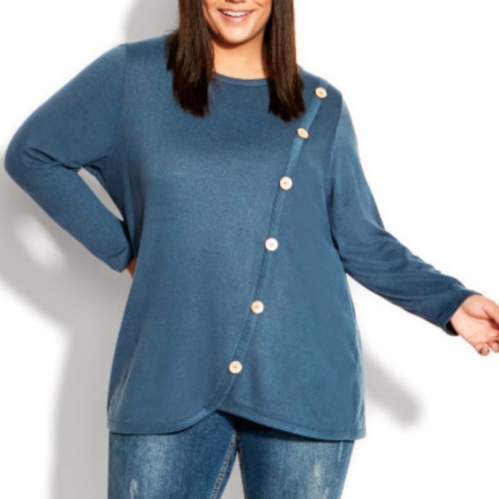 Nwt AVENUE Opal Hacci Knit Top Steel Size 16 (R02.5)
